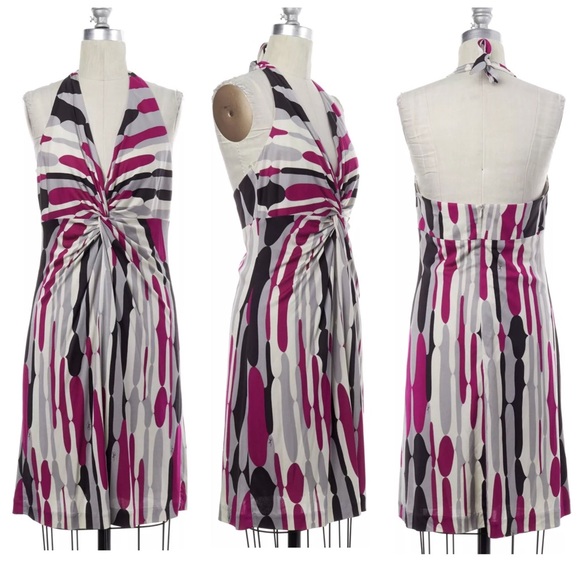 Trina Turk Silk Halter Abstract Print Sheath Dress - Picture 2 of 8